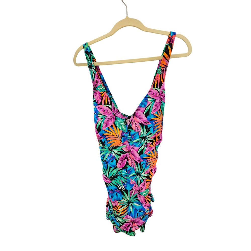 Ocean Dream Signature Floral Swimdress Tropical One Piece Blue Pink 20W A288821